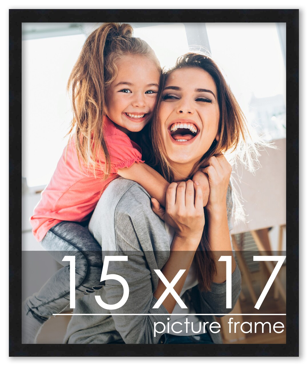 15x17 Solid Wood Picture Frame with UV-Resistant Acrylic & Acid-Free Backing, Available in 6 Finishes: Matte Black, Matte White, Metallic Bronze, Silver, Natural Wood Grain & Mahogany